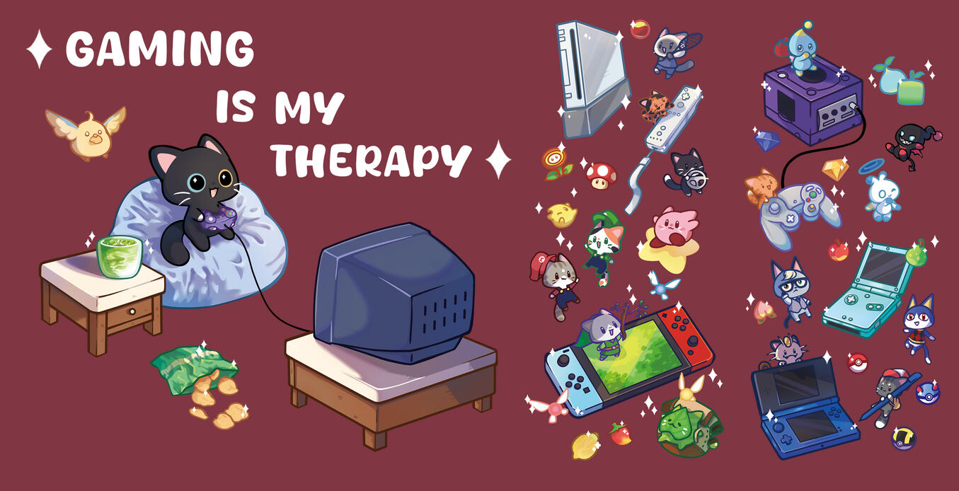 Gaming Cat Apparel/Tote Bag Design